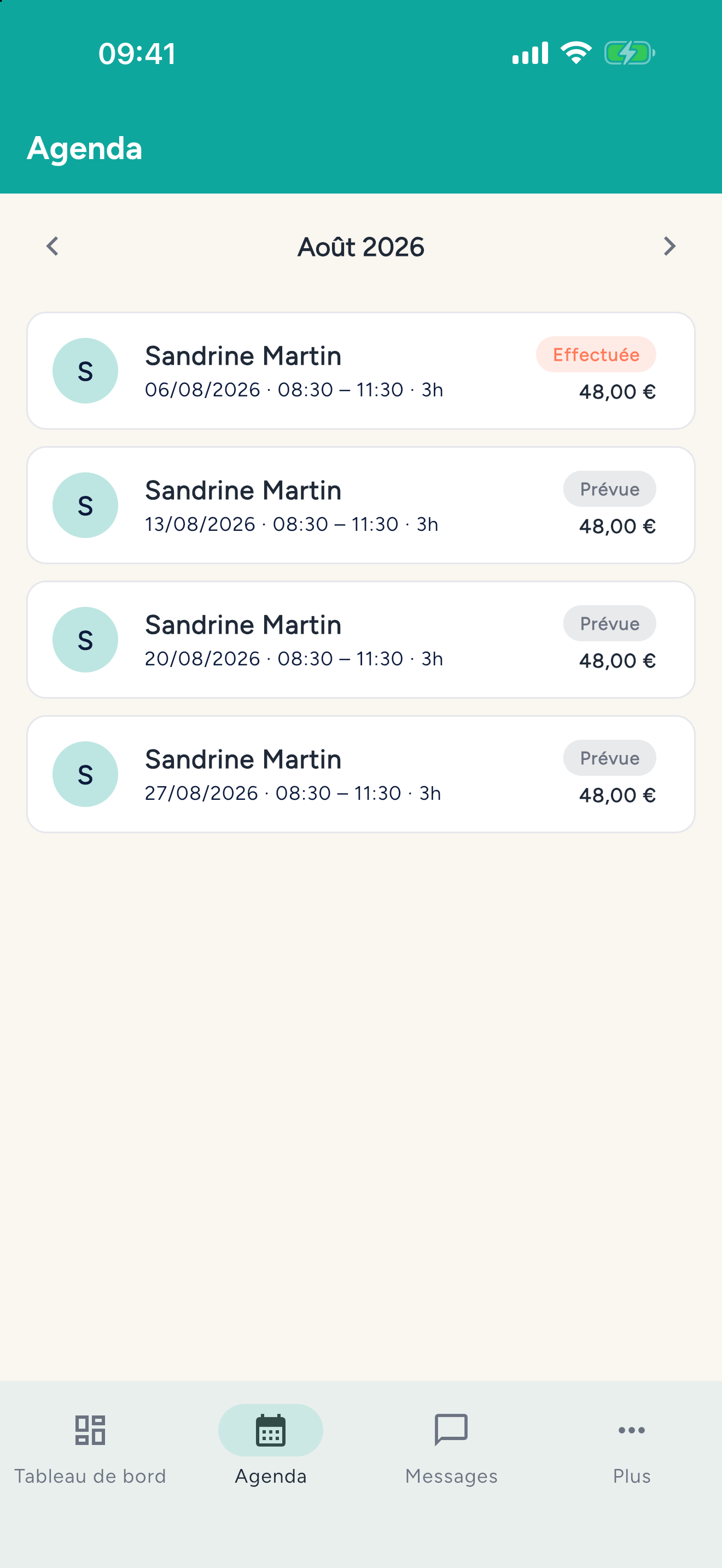 Application Domilien — Employeur : Agenda