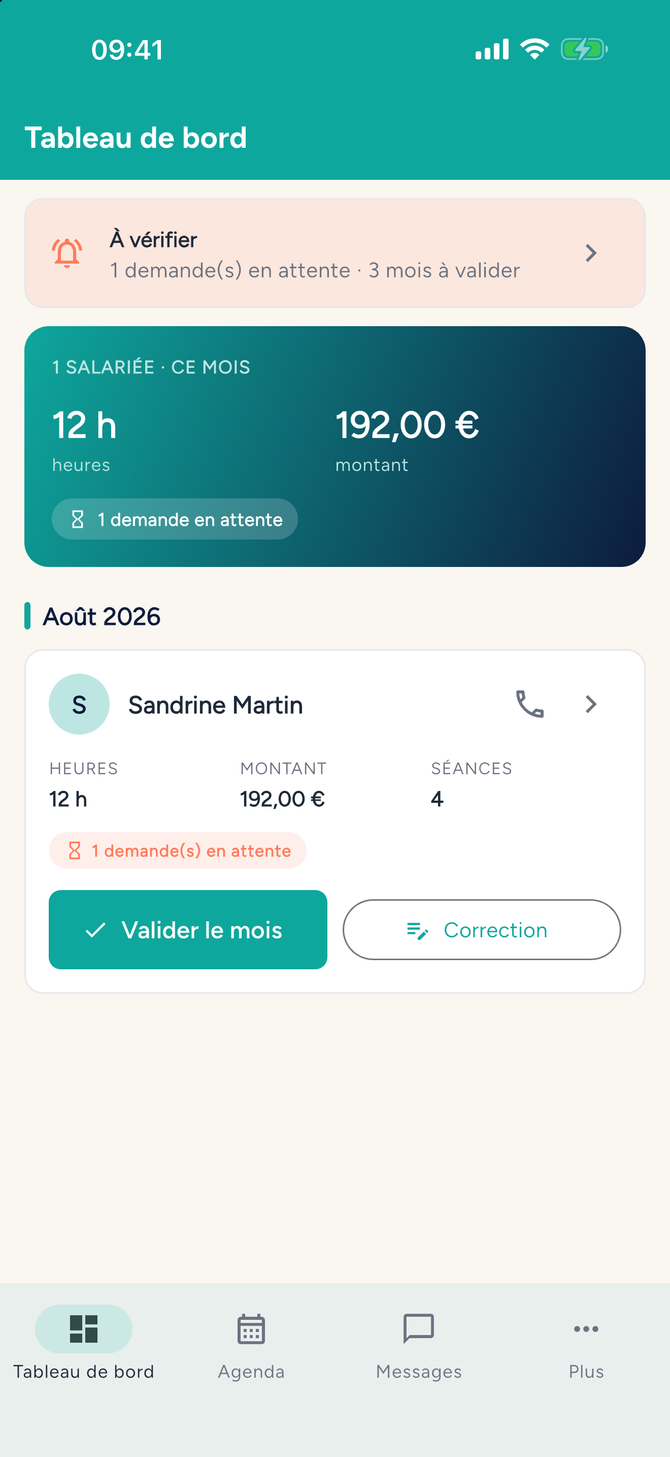 Application Domilien — Employeur : Tableau de bord