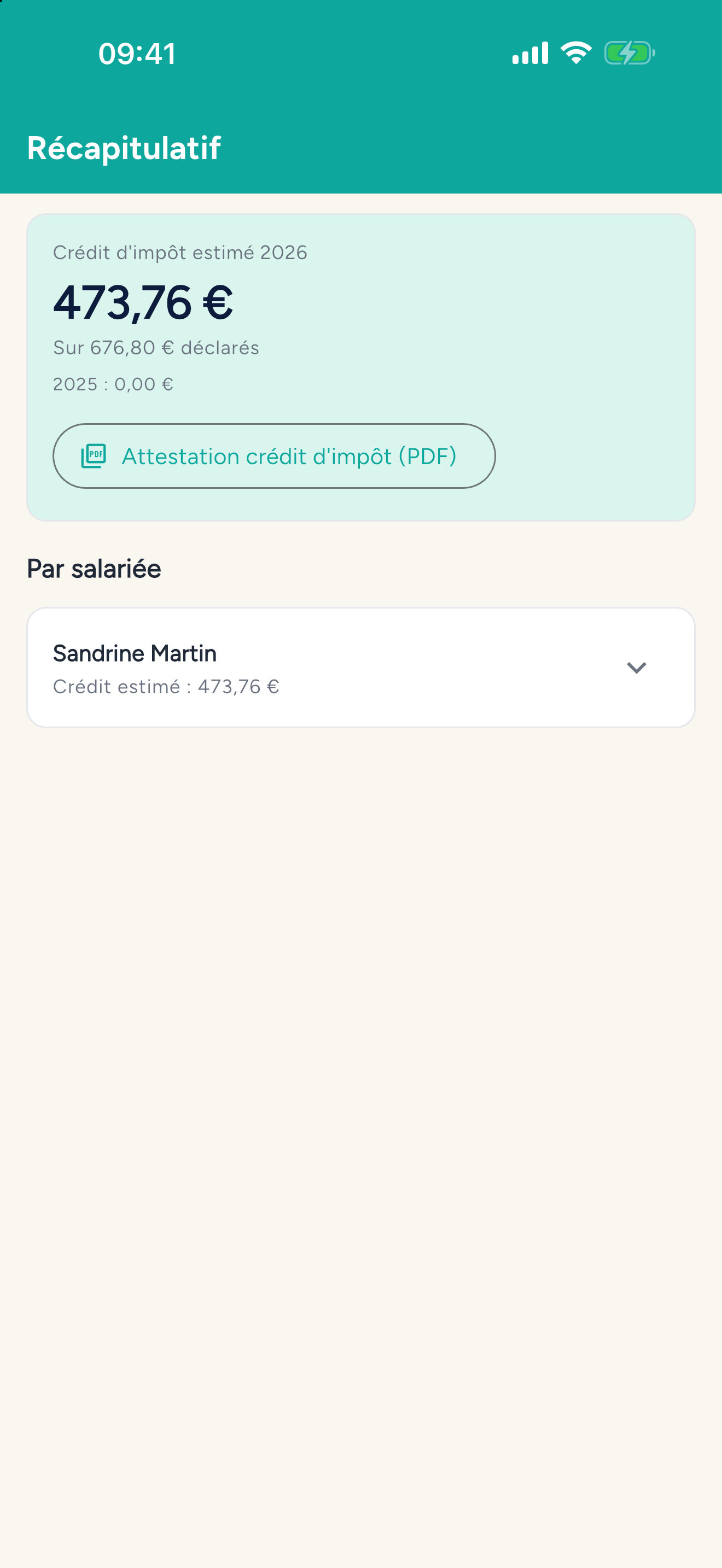 Application Domilien — Employeur : Récap & crédit d'impôt