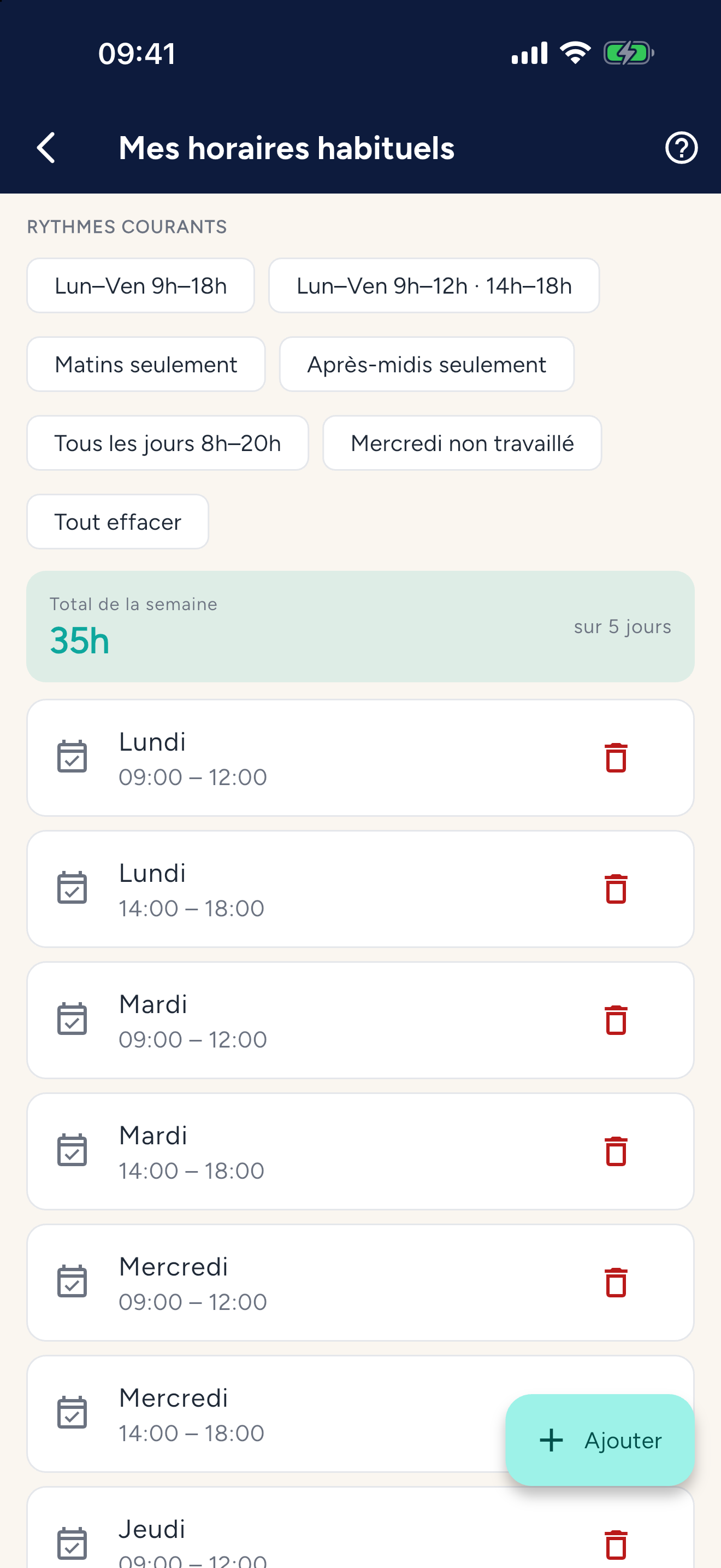 Application Domilien — Salariée : Déplacer un créneau