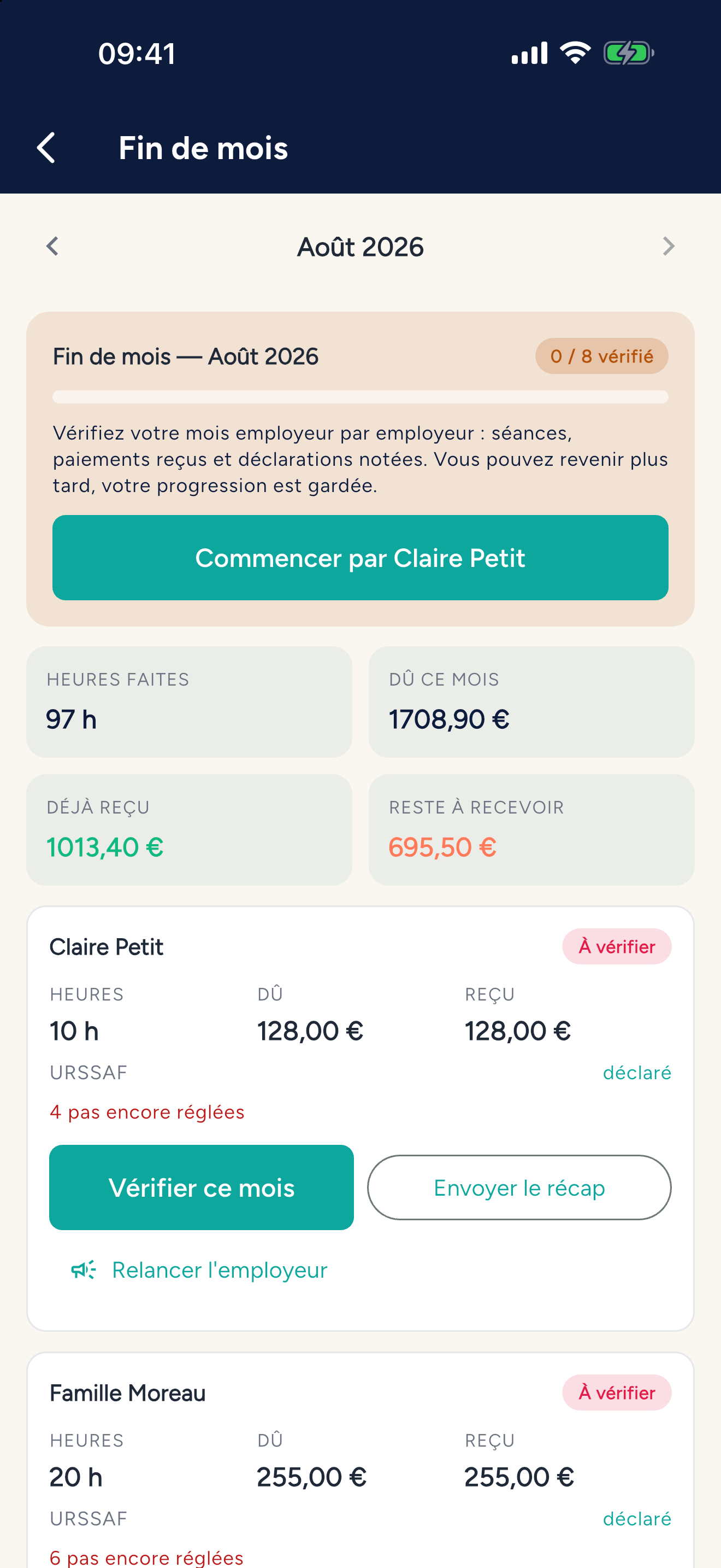 Application Domilien — Salariée : Mensualisation