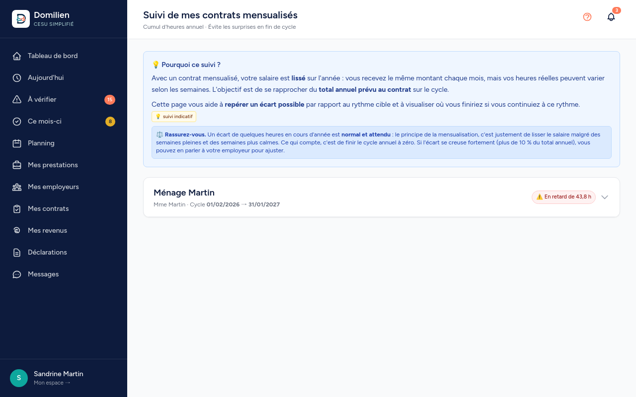 Domilien — Salariée : Mensualisation