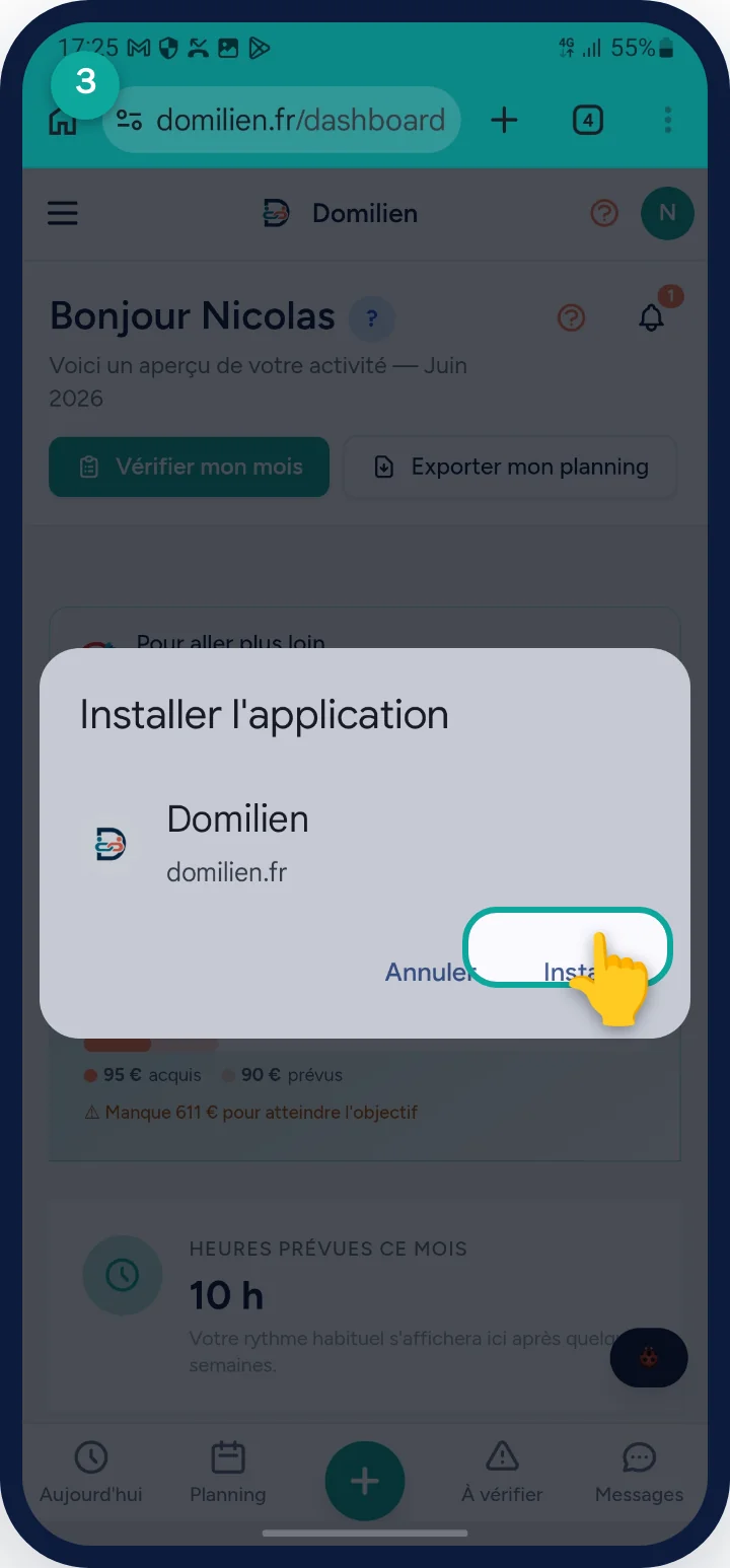 Android — étape 3 : Confirmez avec « Installer »