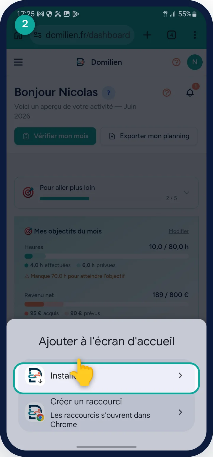 Android — étape 2 : Touchez « Installer »