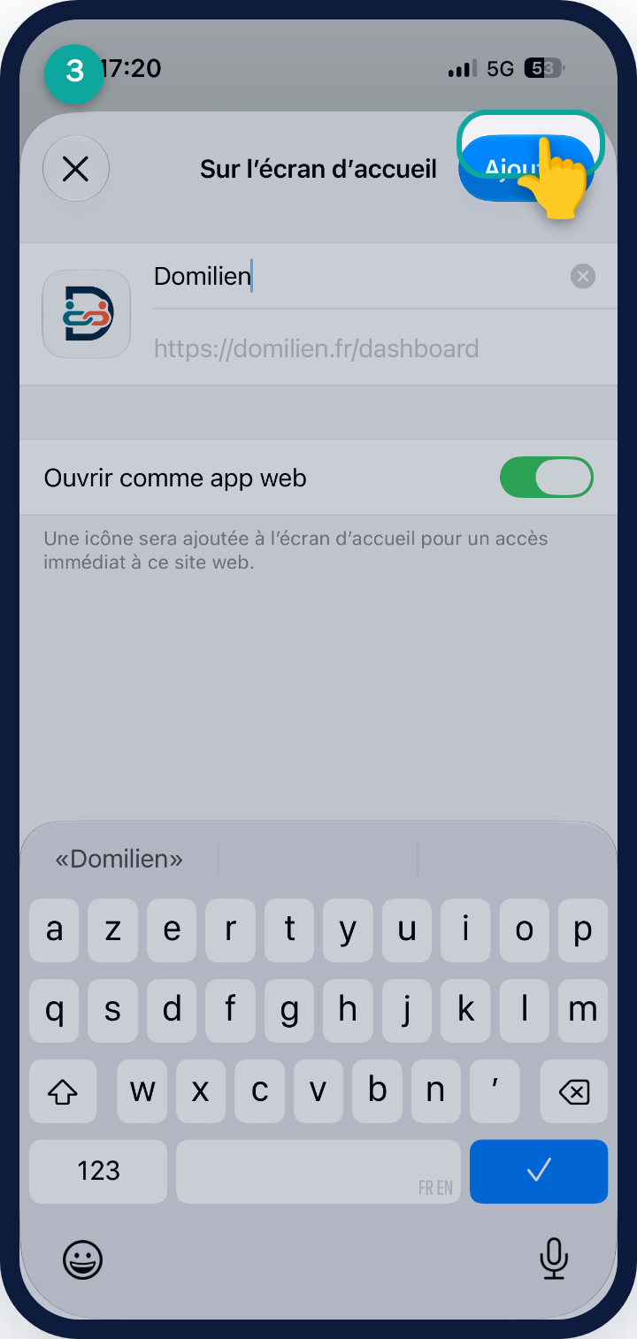 iPhone — étape 3 : Touchez « Ajouter »