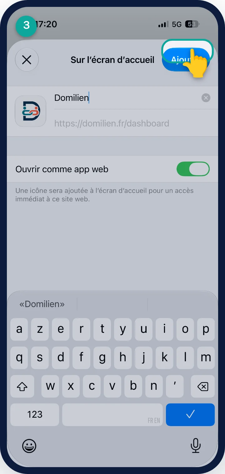iPhone — étape 3 : Touchez « Ajouter »